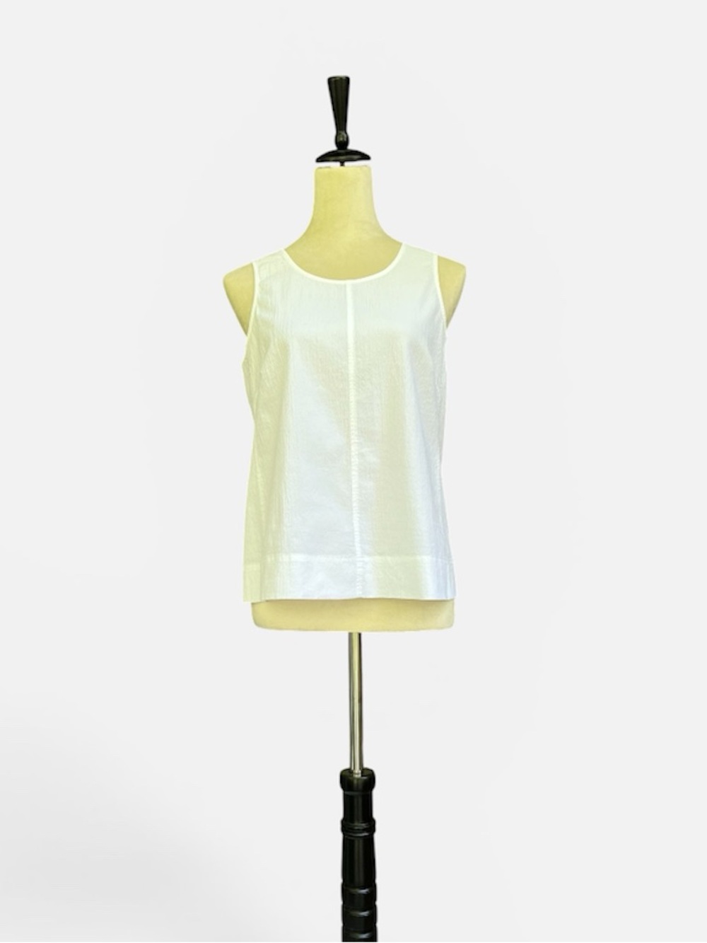 Brass Seersucker Textured Center Seam A-Line Tank Top in White Size M LIKE NEW